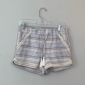 Maurices Blue and White Stripped Linen Boho Shorts Size S